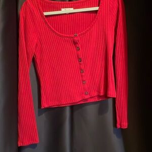 Madewell scoop neck red top